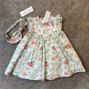 NWT Janie and Jack Floral Ruffle 6-12-month Dress with matching Headband